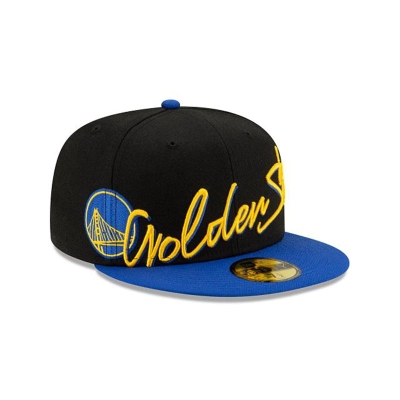 Sapca New Era Golden State Warriors NBA Cursive 59FIFTY Fitted - Negrii